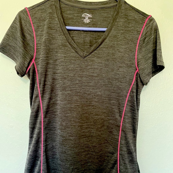 SPORTS ESSENTIALS ACTIVEWEAR JERSEY SLIM MED DRK GRAY PINK SEAMS UNISEX SS - Picture 2 of 7